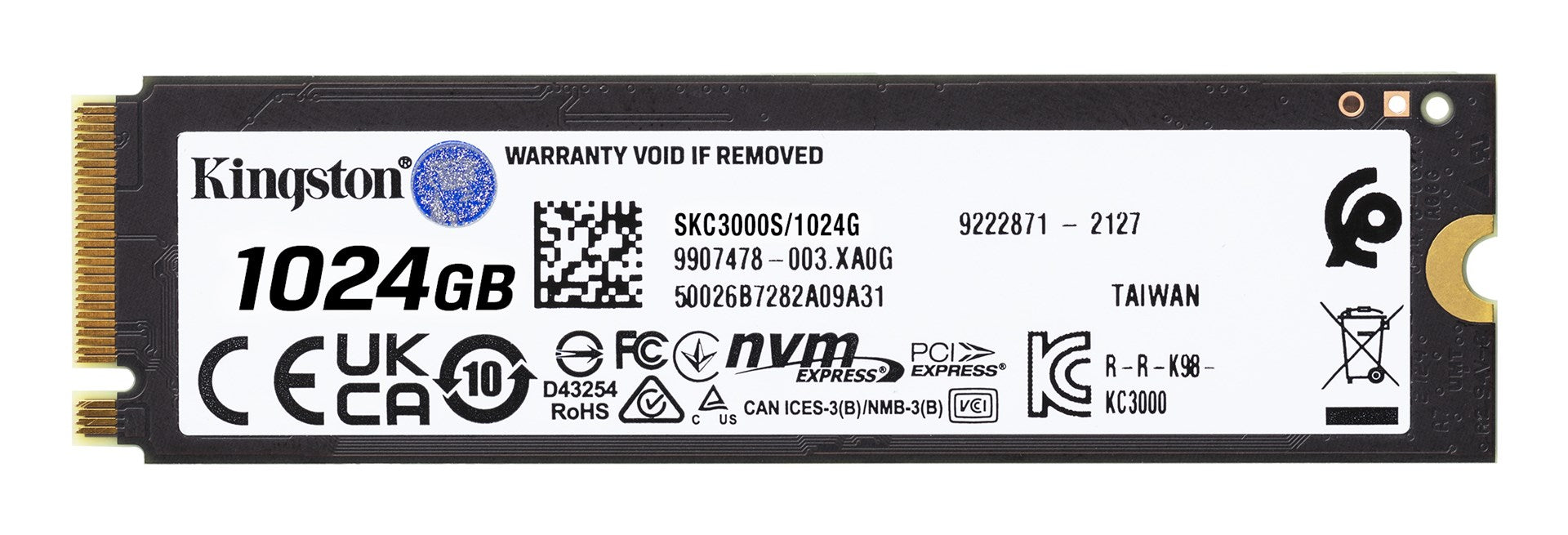 Kingston Technology KC3000 M.2 1024 GB PCI Express 4.0 3D TLC NVMe