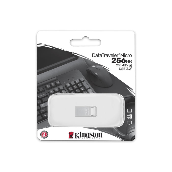 USB memory stick KINGSTON DataTraveler Micro, 256GB, USB-A 3.2 Gen 1, Silver