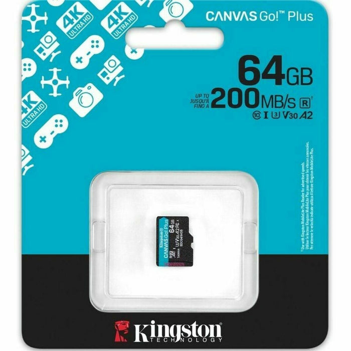 KINGSTON 64GB microSDXC Canvas Go Plus Gen4 200R A2 U3 Single Pack w/o ADP