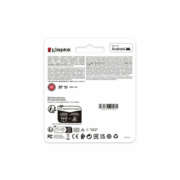 Micro SD Memory Card with Adaptor Kingston SDG4/256GB 256 GB