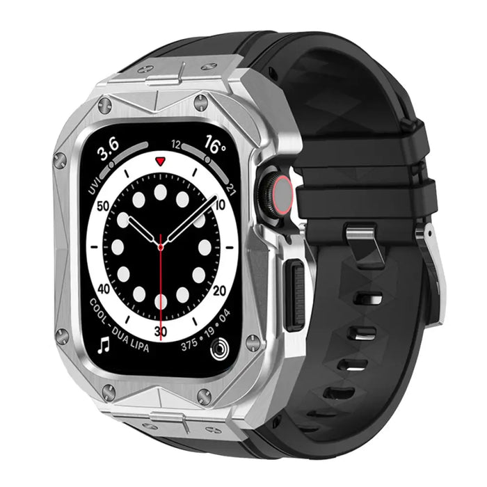 Kingxbar CYF140 2in1 Rugged Case for Apple Watch SE 6 5 4 (44 mm) Stainless Steel with Strap Silver - Cell phone cases