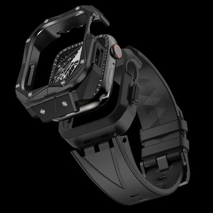 Kingxbar CYF140 2in1 Rugged Case for Apple Watch SE 6 5 4 (44 mm) Stainless Steel with Strap Silver - Cell phone cases