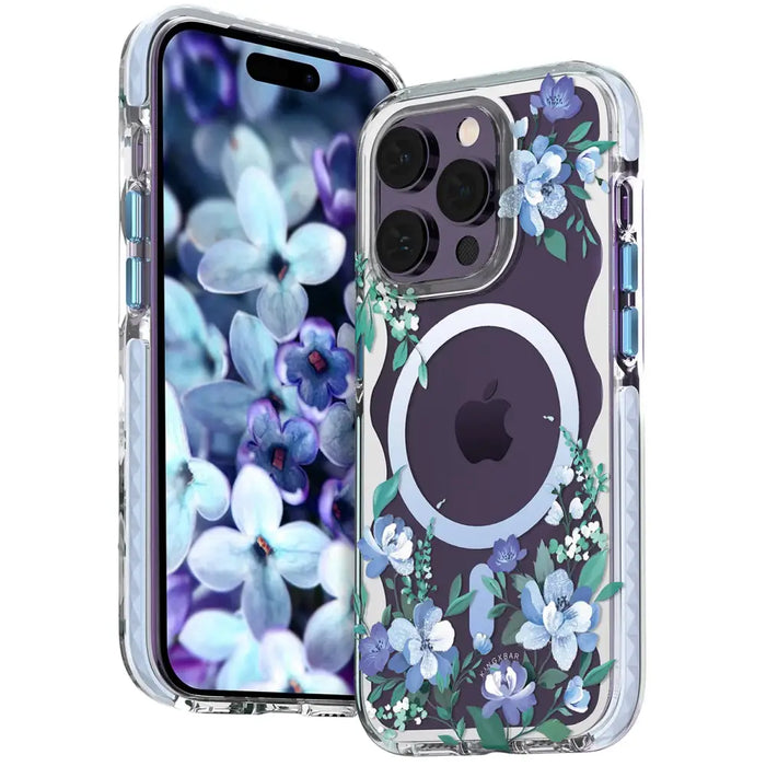 Kingxbar Flora Series magnetic case for iPhone 14 Plus MagSafe decorated with orchid flowers print - Cell phone cases