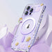 Kingxbar Flora Series magnetic case for iPhone 14 Plus MagSafe decorated with orchid flowers print - Cell phone cases
