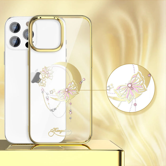 Kingxbar Moon Series luxury case with Swarovski crystals for iPhone 13 Pro gold (Butterfly) - Cell phone cases