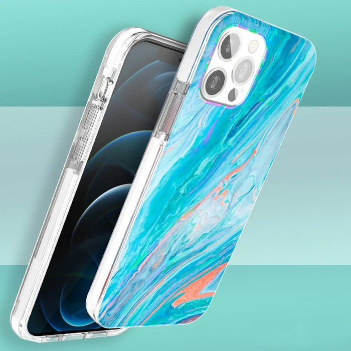 Kingxbar Watercolor Series color case for iPhone 12 Pro Max pink-green - Cell phone cases and covers<<<HurtelXML