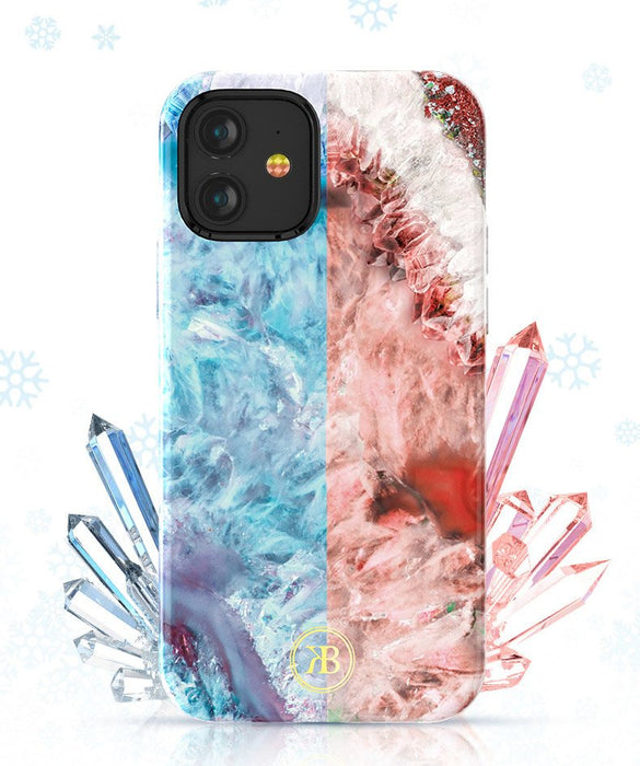 Kingxbar Agate Series case decorated printed Agate iPhone 12 mini red