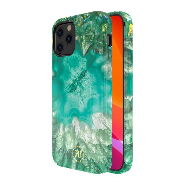 Kingxbar Agate Series case decorated printed Agate iPhone 12 mini green