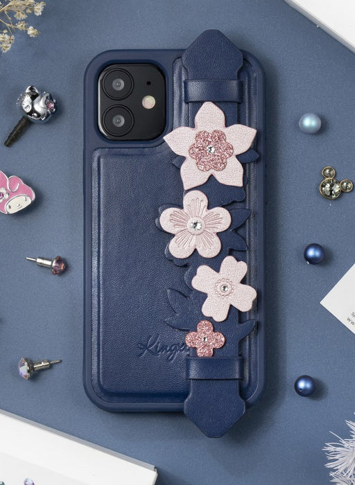 Kingxbar Sweet Series case decorated with original Swarovski crystals iPhone 12 Pro / iPhone 12 blue
