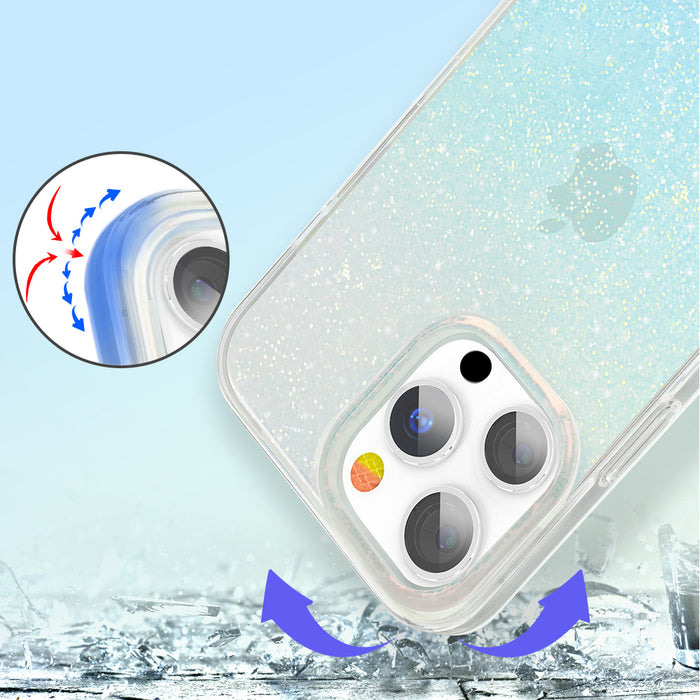 Kingxbar Streamer Series luxury elegant phone case for iPhone 13 Pro blue (Triangle)