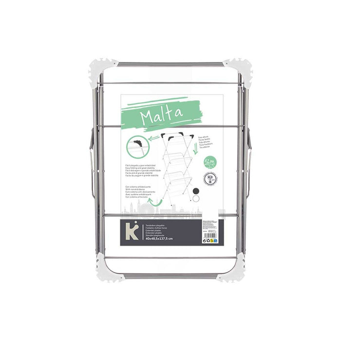 Folding clothes line Kipit White Silver polypropylene Iron 47 x 41 x 136 cm 49 x 6,5 x 47 cm Vertical (5 Units)