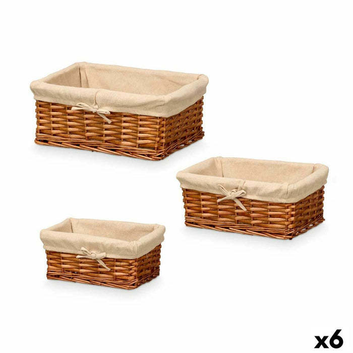 Set of Baskets Kipit Polyester wicker 50 % cotton 39 x 16,5 x 29 cm 3 Pieces