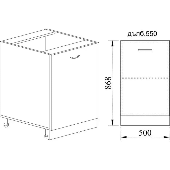 KITCHEN CABINET LOWER ROW WITH DOOR AND SHELF IRIM 50X55X87 CM RIGHT - Модулни кухни<<<Кухненски