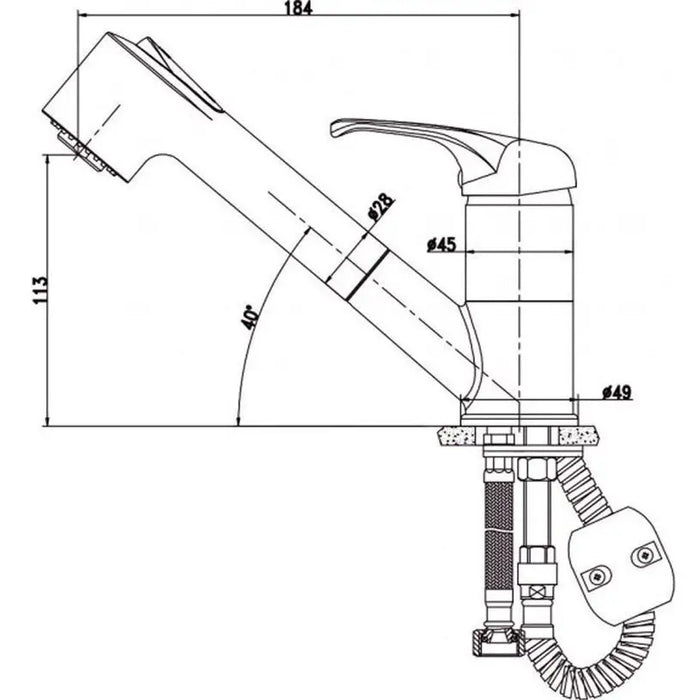KITCHEN FAUCET WITH PULL-OUT SHOWER INTER CERAMIC 7190048 - Смесители за кухня<<<Кухня<<<Praktiker&&&Кухненски
