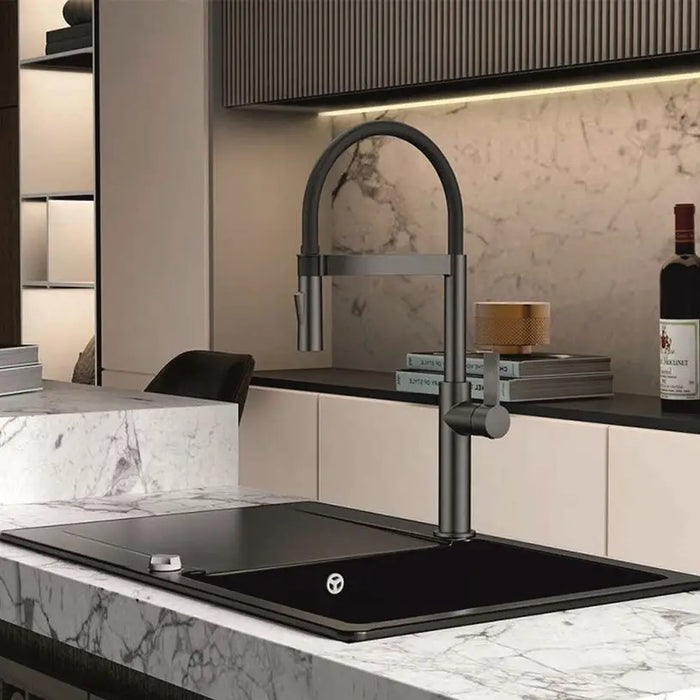 KITCHEN FAUCET WITH PULL-OUT SHOWER INTER CERAMIC GUN GRAY - Смесители за кухня<<<Кухня<<<Praktiker