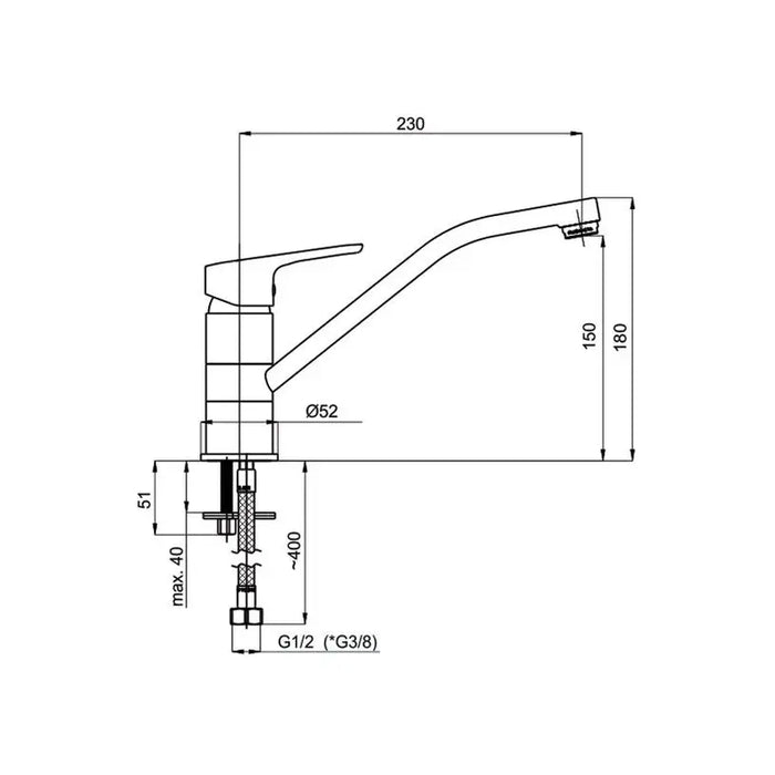 KITCHEN MIXER RUBINETA UNO-20 BLACK - Смесители за кухня<<<Кухня<<<Praktiker&&&Кухненски смесители<<<Кухня<<<Technopolis