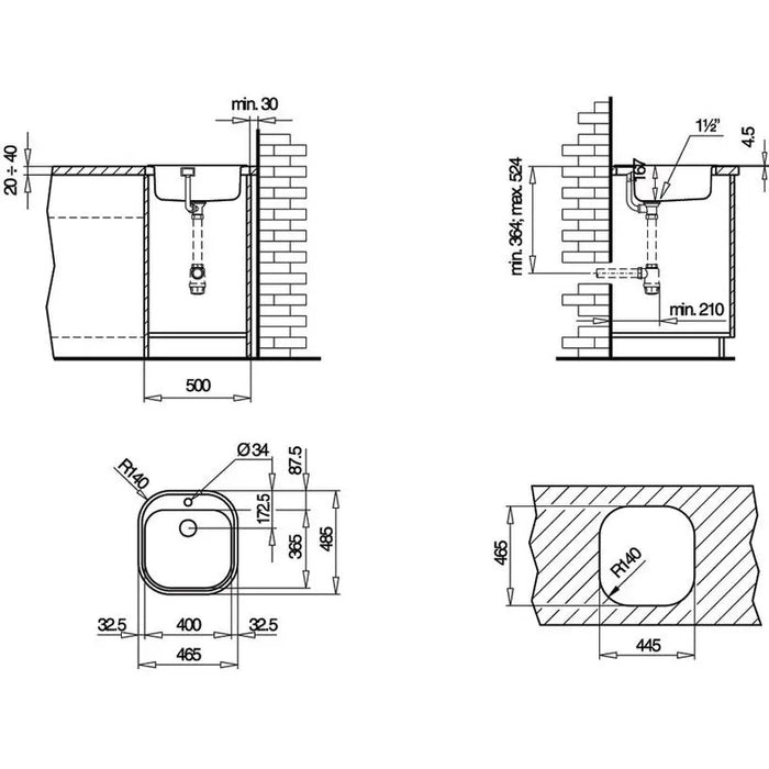 KITCHEN SINK TEKA STYLO 1 WITH SMOOTH 46.5X48.5X17 - Кухненски мивки<<<Кухненски мивки<<<Кухня<<<Praktiker&&&Кухненски