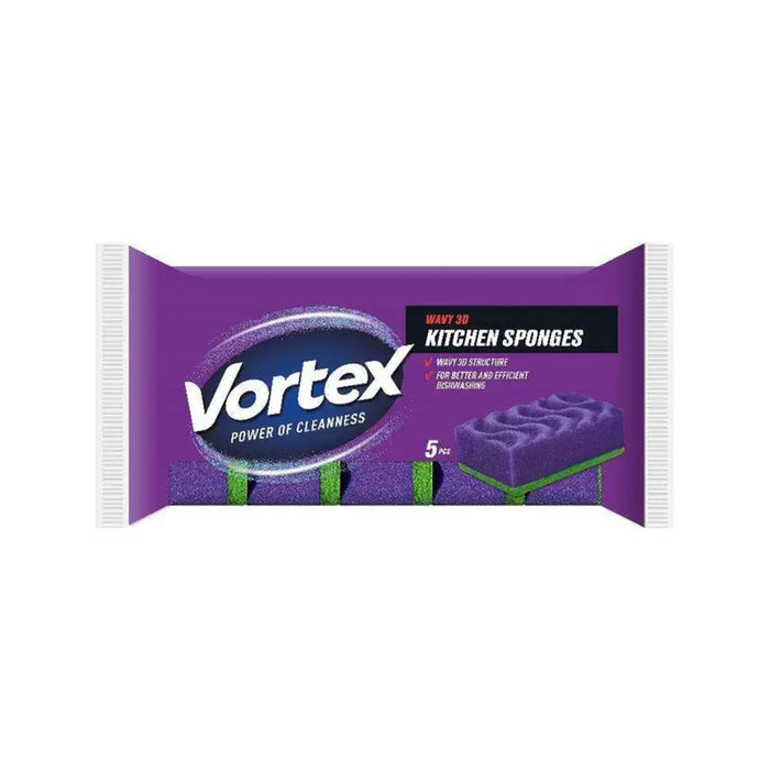 KITCHEN SPONGE WAVES 5 PCS VORTEX - Продукти за почистване<<<Домашни потреби<<<Кухня<<<Praktiker