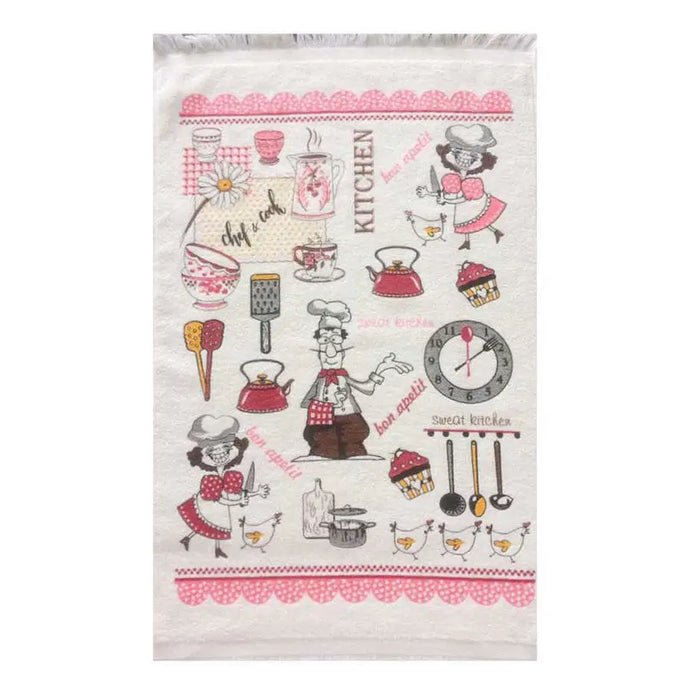 KITCHEN TOWEL 40X60 CM. FRINGED AND PRINTED - Аксесоари<<<Текстил за кухня<<<Мебели и
