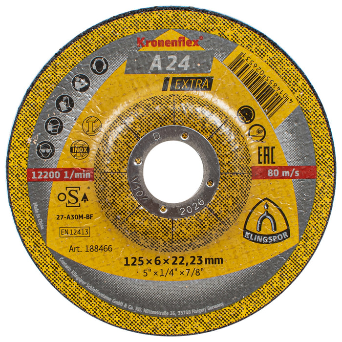 METAL GRINDING DISC KLINGSPOR 125x6x22.23