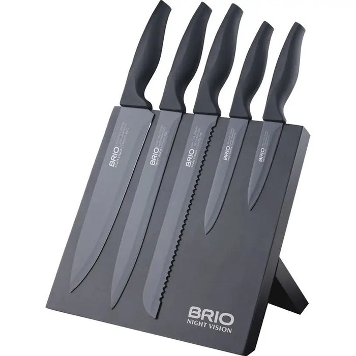 KNIFE SET WITH MAGNETIC HOLDER BRIO NIGHT VISION - Дъски ножове и белачки<<<Домашни потреби<<<Кухня<<<Praktiker