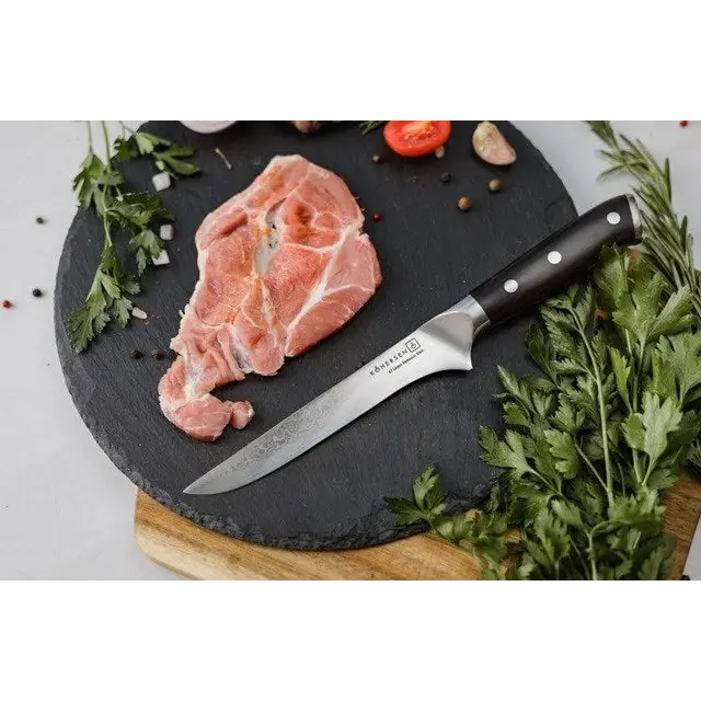 Kohersen Elegance Ebony Wood Boning knife Damascus steel 15.2 cm - Cutlery and cooking utensilsAGD-SZT<<<Home Appliance