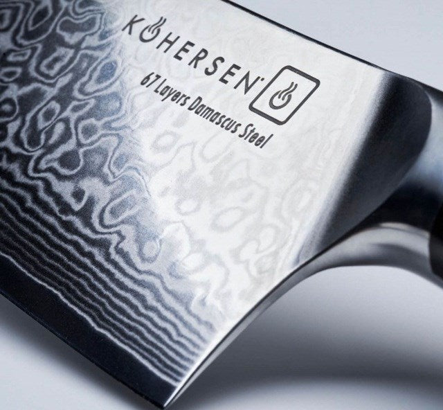 Cleaver Kohersen Elegance Ebony Wood Damascus steel cleaver 16.5 cm