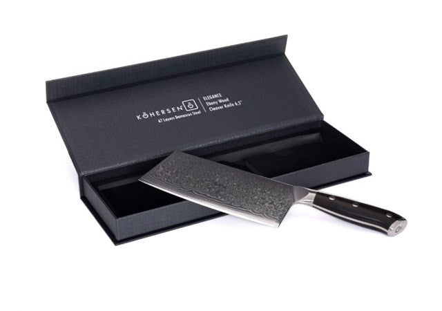 Cleaver Kohersen Elegance Ebony Wood Damascus steel cleaver 16.5 cm
