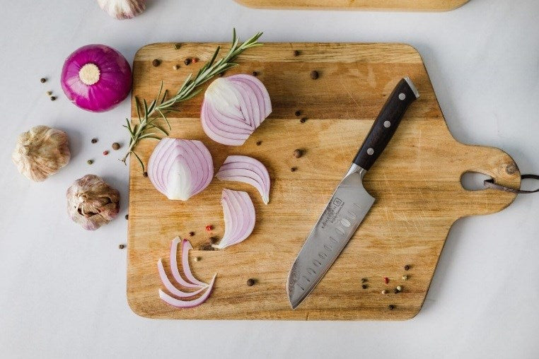 Kohersen Elegance Ebony Wood Santoku knife Damascus steel 12.7 cm