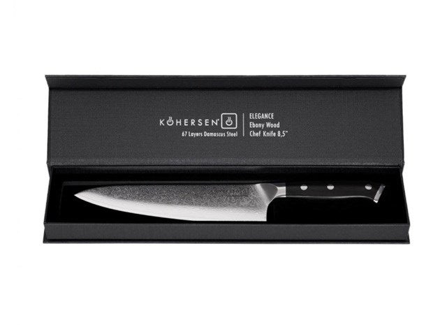 Chef Kohersen Elegance Ebony Wood Chef's knife Damascus steel 21.6 cm