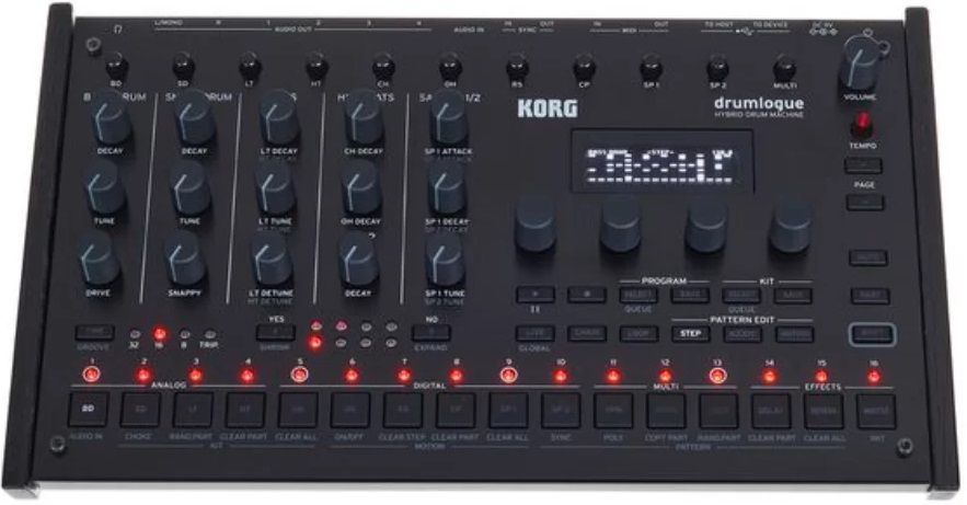 Hybrid drum machine Korg - Drumlogue, 11 voices, 64 steps, black