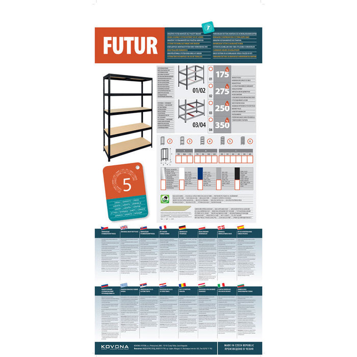 METAL SHELF KOVONA FUTUR PLUS 180X120X45 CM.