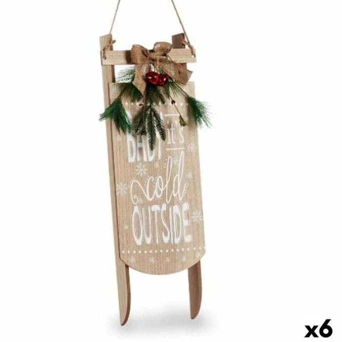 Hanging decoration Krist+ White Green Beige MDF Wood Sledge 20 x 5 x 69 cm Sign (6 Units)