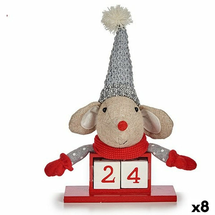 Christmas bauble Krist+ White Red Grey Cream Mouse 20 x 11 x 20 cm Calendar (8 Units)