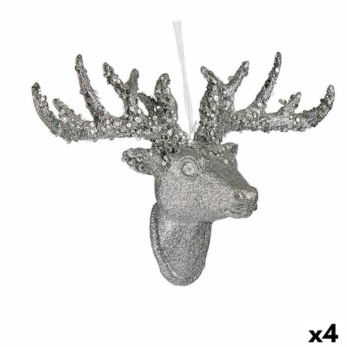 Christmas bauble Krist+ White Silver Christmas Reindeer 32 cm Pendant (4 Units)