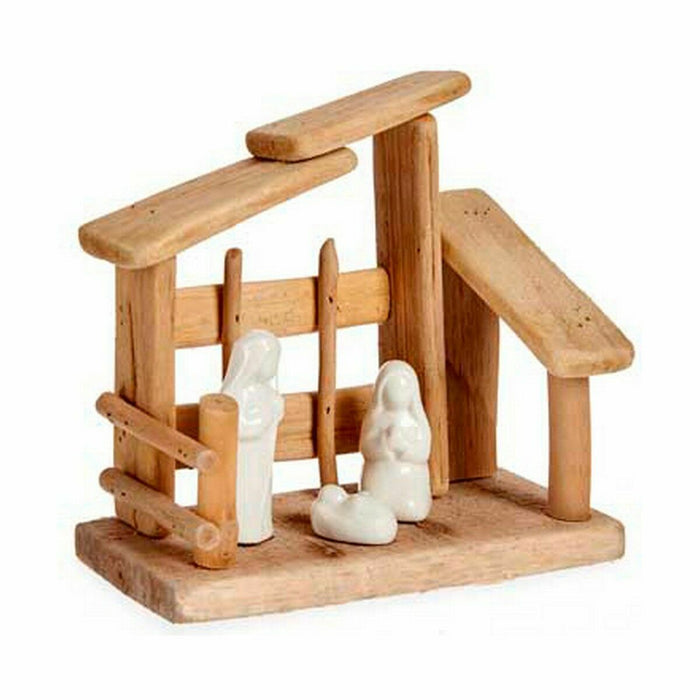 Christmas nativity set Krist+ White Natural Wood Ceramic 18 x 17 x 8 cm (2 Units)