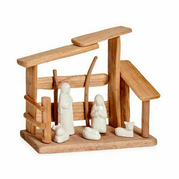 Christmas nativity set Krist+ White Natural Wood Ceramic 10 x 21 x 25 cm (2 Units)