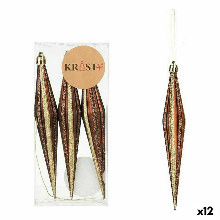 Christmas Decorations Set Krist+ Brown PVC Streched 8,5 x 3,5 x 19 cm (12 Units)