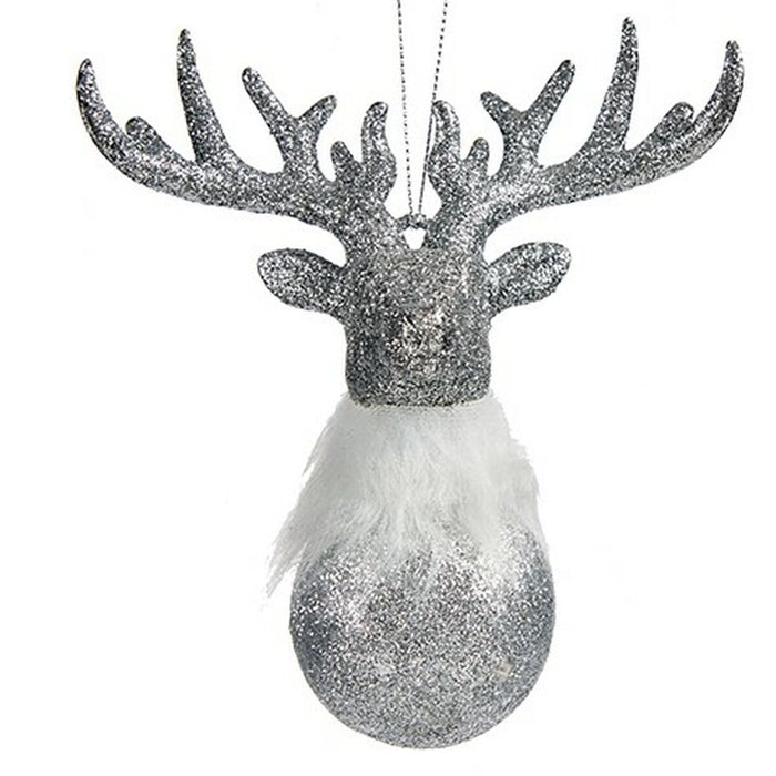 Christmas bauble Krist+ Silver Plastic Glitter Reindeer 13,5 x 15,5 x 7 cm (24 Units)