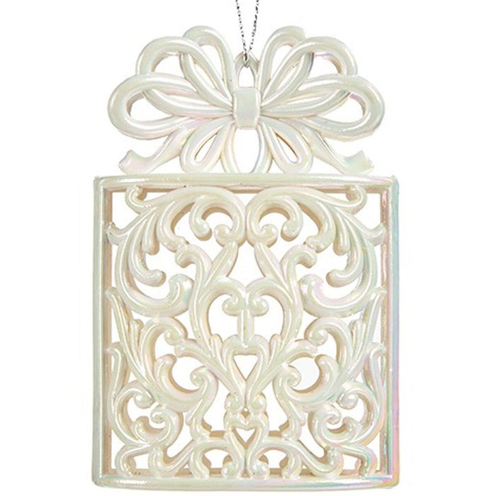 Christmas bauble Krist+ Mother of pearl Plastic Glitter Gift Box 7,4 x 11,5 x 4 cm (24 Units)