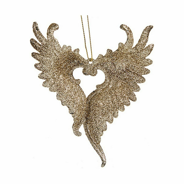 Christmas bauble Krist+ Champagne Plastic Glitter Angel Wings 12 x 13 x 2,5 cm (24 Units)