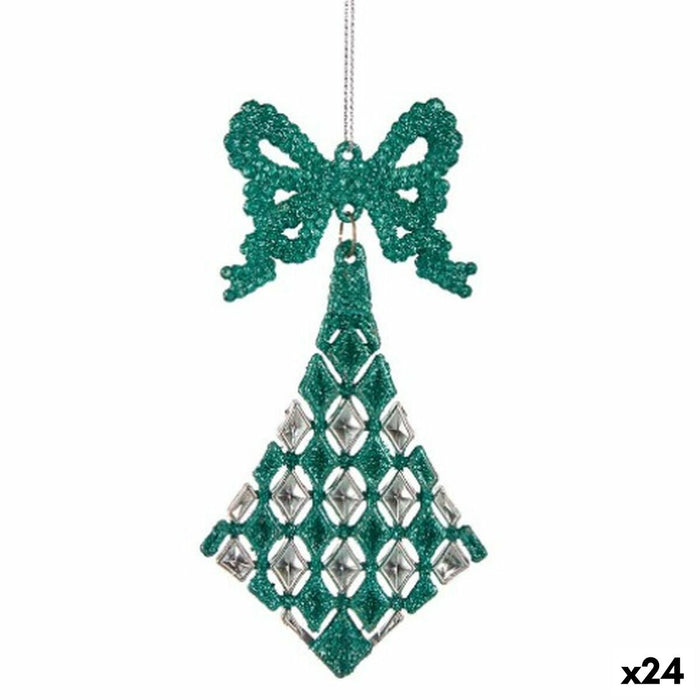 Christmas bauble Krist+ Green Plastic Glitter Lasso Rhombus 7,5 x 1 x 15,5 cm 7,5 x 15,5 x 1 cm (24 Units)