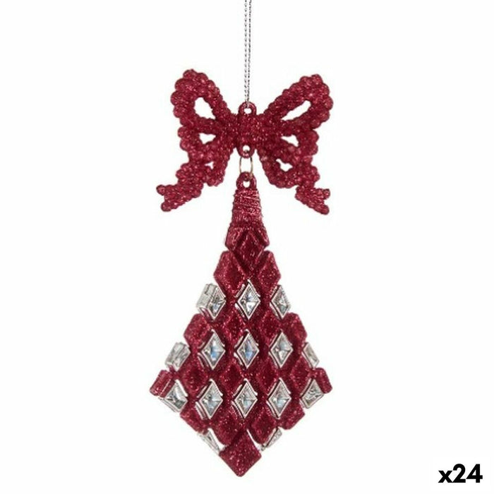 Christmas bauble Krist+ Fuchsia Plastic Glitter Lasso Rhombus 7,5 x 1 x 15,5 cm 7,5 x 15,5 x 1 cm (24 Units)