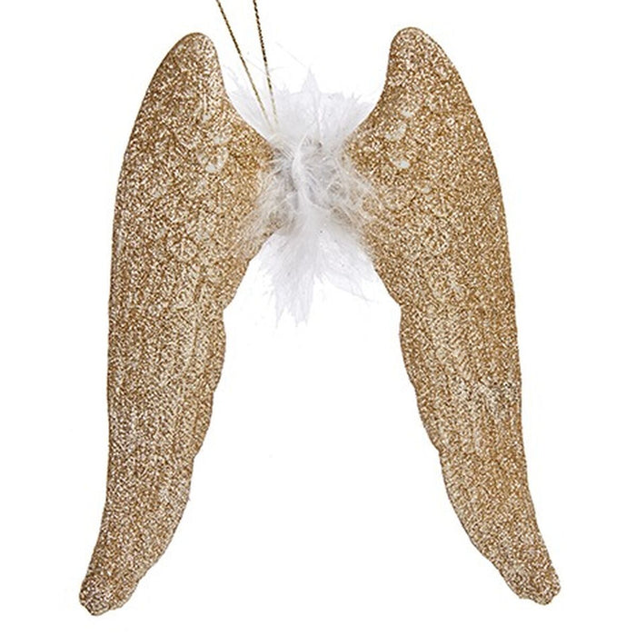 Christmas bauble Krist+ Champagne Plastic Glitter Angel Wings 12,5 x 15 x 2,5 cm (24 Units)