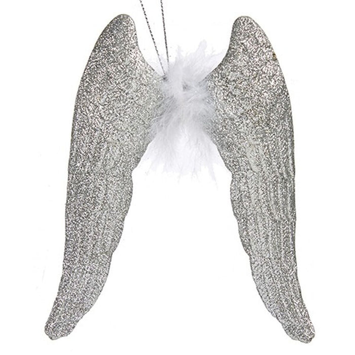 Christmas bauble Krist+ Silver Plastic Glitter Angel Wings 12,5 x 15 x 2,5 cm (24 Units)