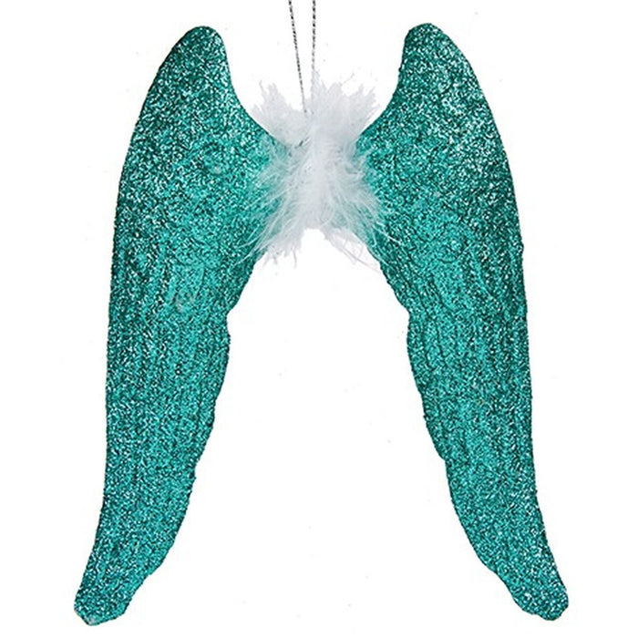 Christmas bauble Krist+ Green Plastic Glitter Angel Wings 12,5 x 15 x 2,5 cm (24 Units)