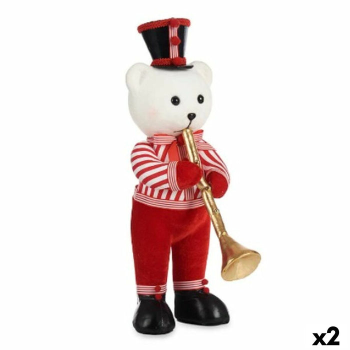 Christmas bauble Krist+ White Black Red Bear Trumpet 15 x 46 x 25 cm (2 Units)