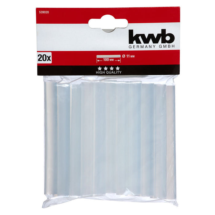 CARTRIDGES FOR HOT GLUING 20 PCS TRANSPARENT F 11 X 100 MM KWB