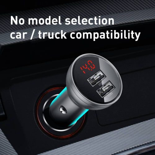 Ładowarka samochodowa Baseus z wyświetlaczem 2x USB 4,8A 24W (srebrna) - Car charger<<<Основна<<<DunaXML&&&Car
