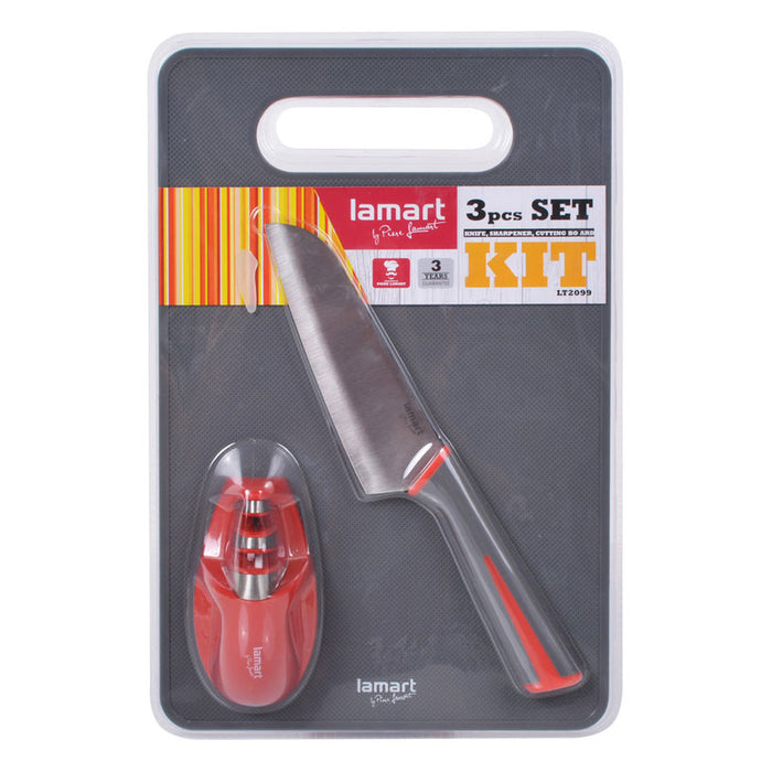 KITCHEN KNIFE CUTTING BOARD AND GRINDER SET LAMART LT2099